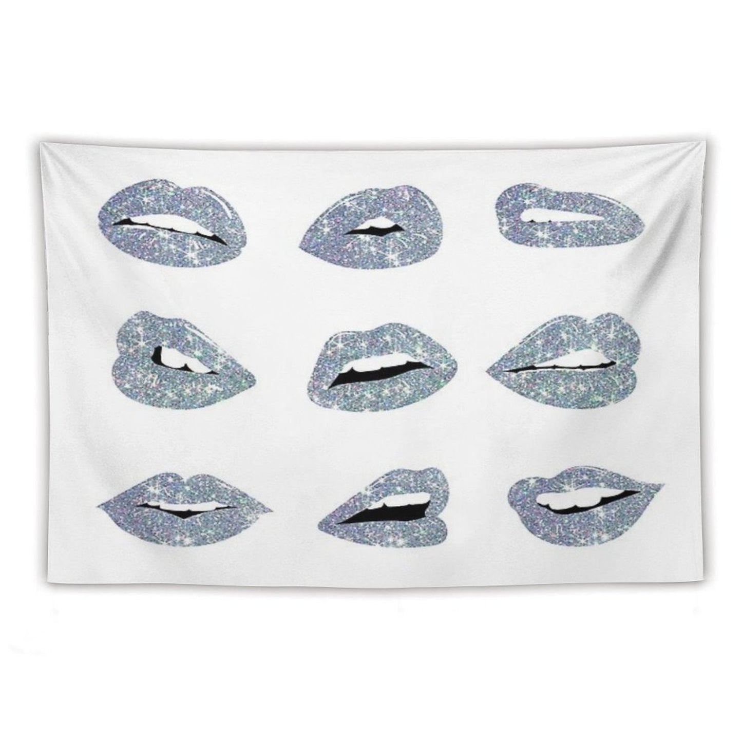Kiss Kiss Faux Glitter Lips Tapestry