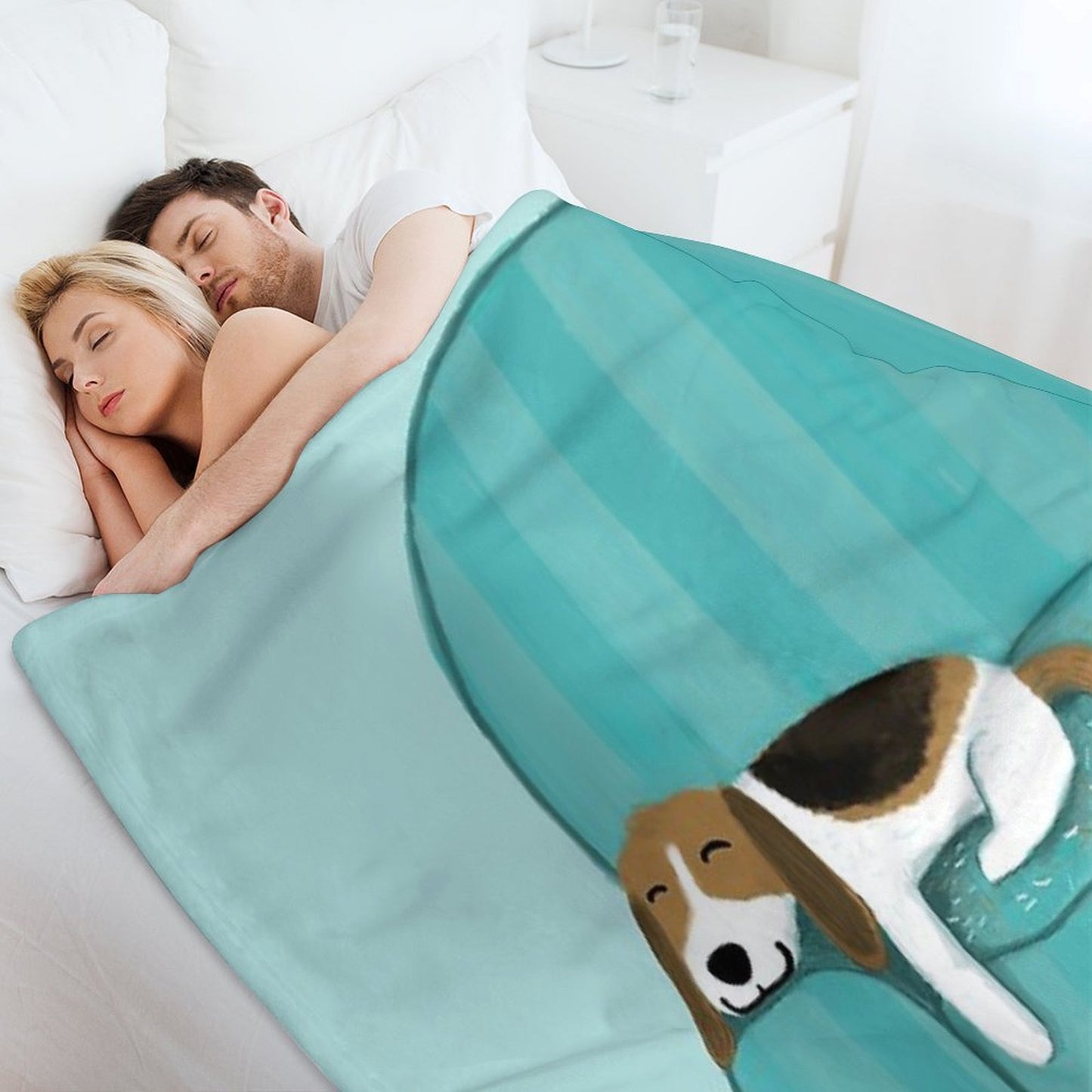 Happy Couch Dog Cute Beagle Throw Blanket