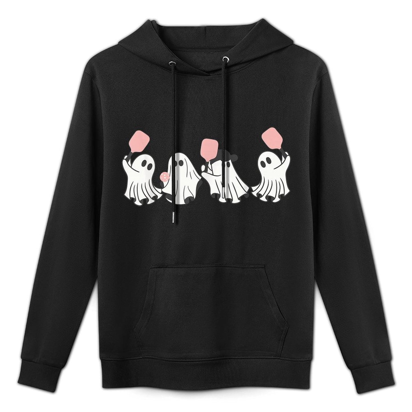 Funny Ghost Playing Pickleball Halloween Costume Pickle Ball Shape Retention Hoodie