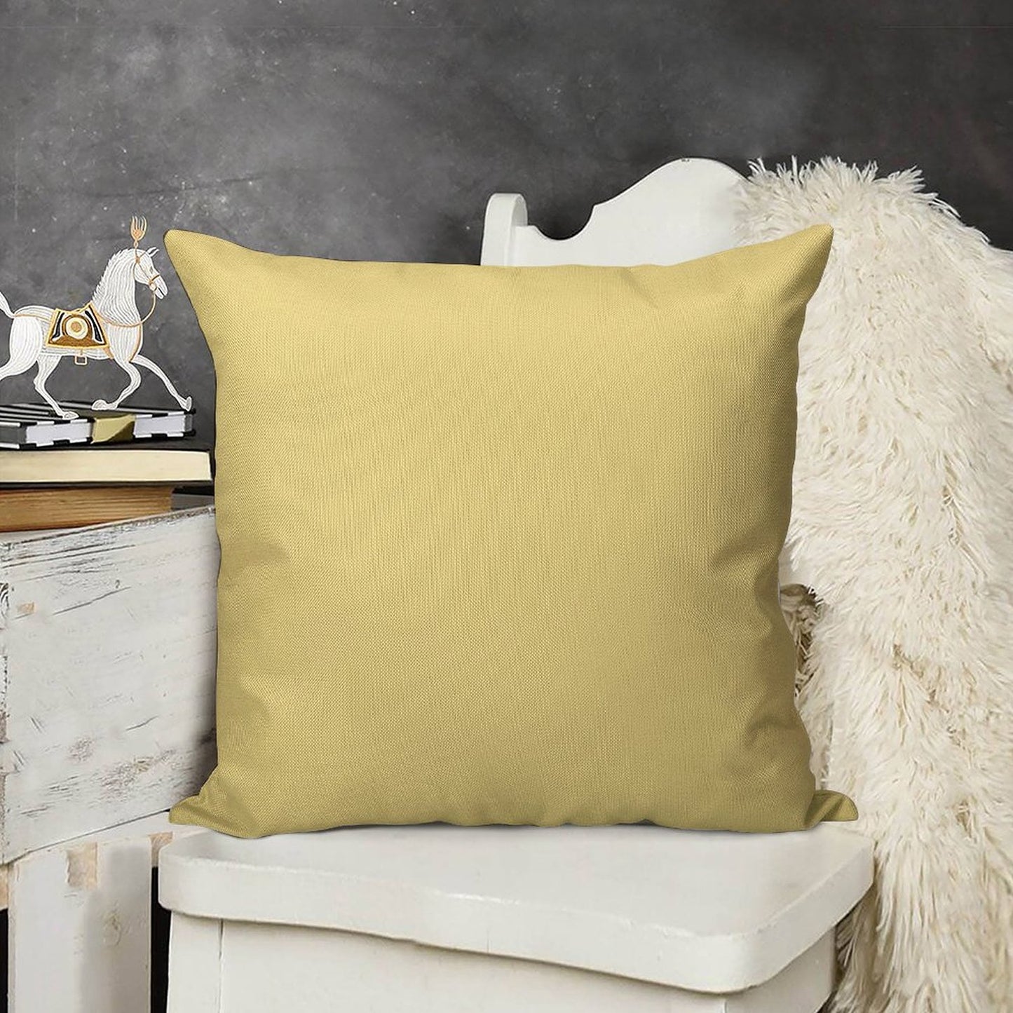 Pale Yellow Solid Colour Linen Throw Pillow Cover