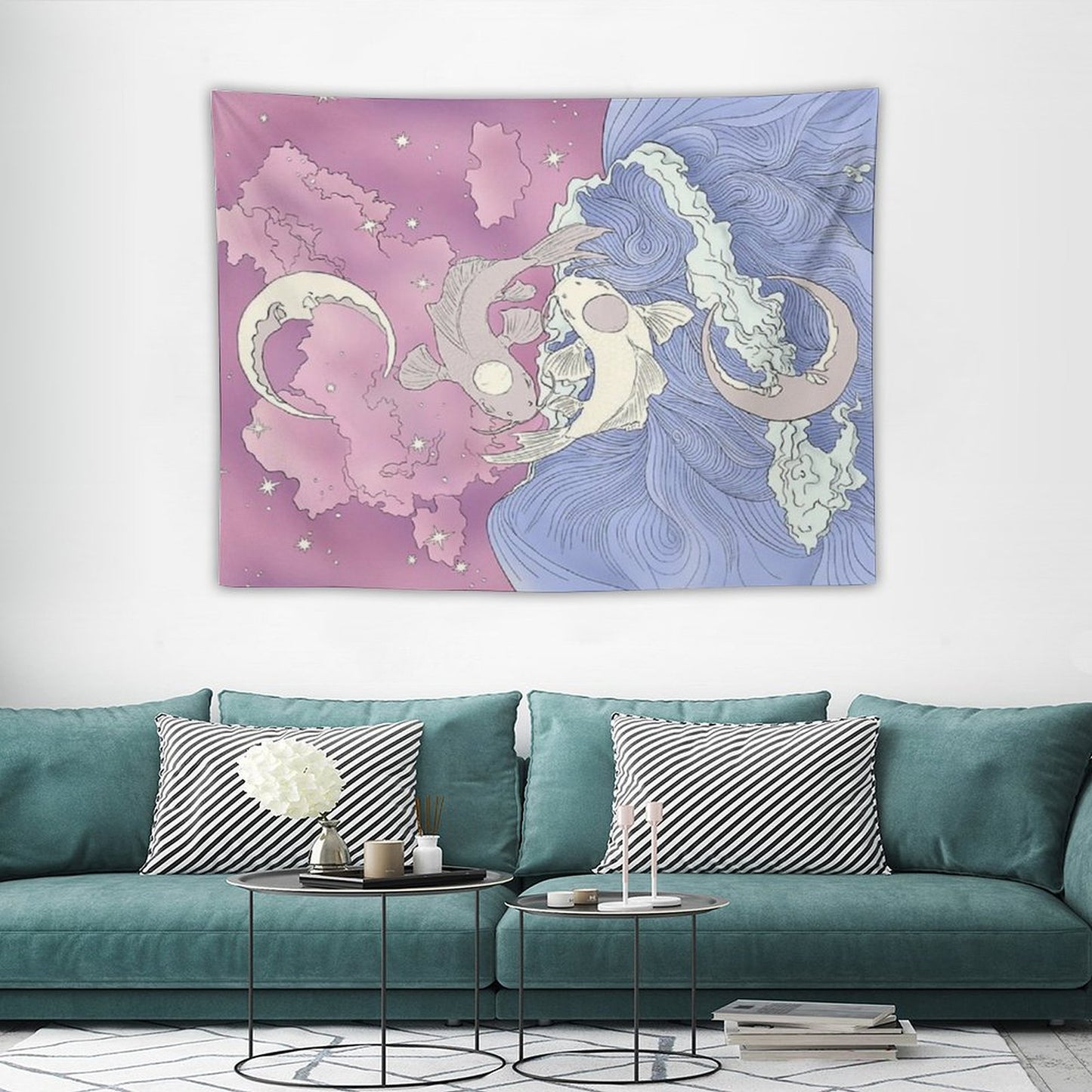 Tui And La, Moon And Ocean Spirits Art Nouveau Tapestry