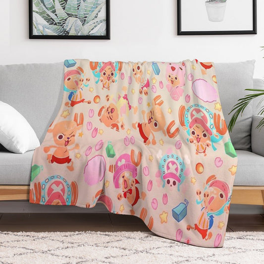 ONE PIECE! TONY TONY Chopper! Pattern IN CREAM Throw Blanket