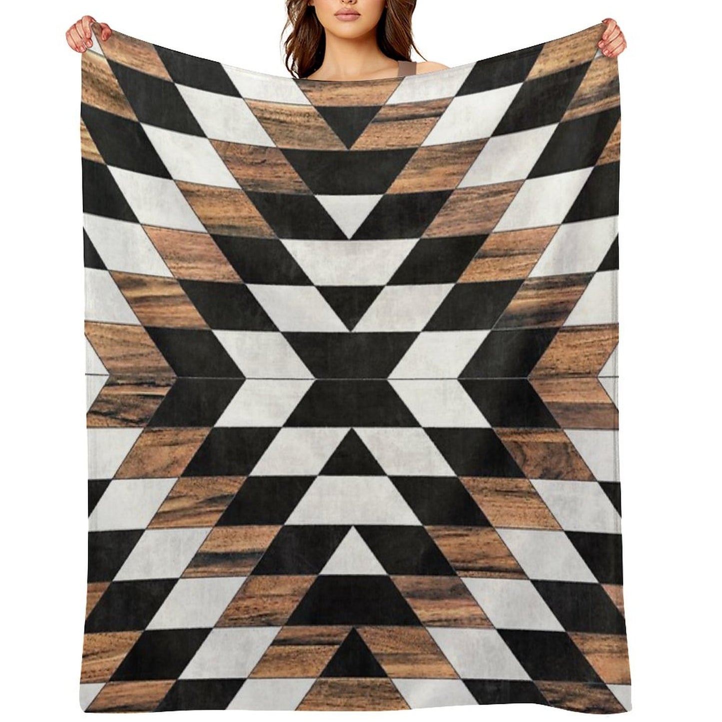 Urban Tribal Pattern No.13 - Aztec - Concrete And Wood Throw Blanket