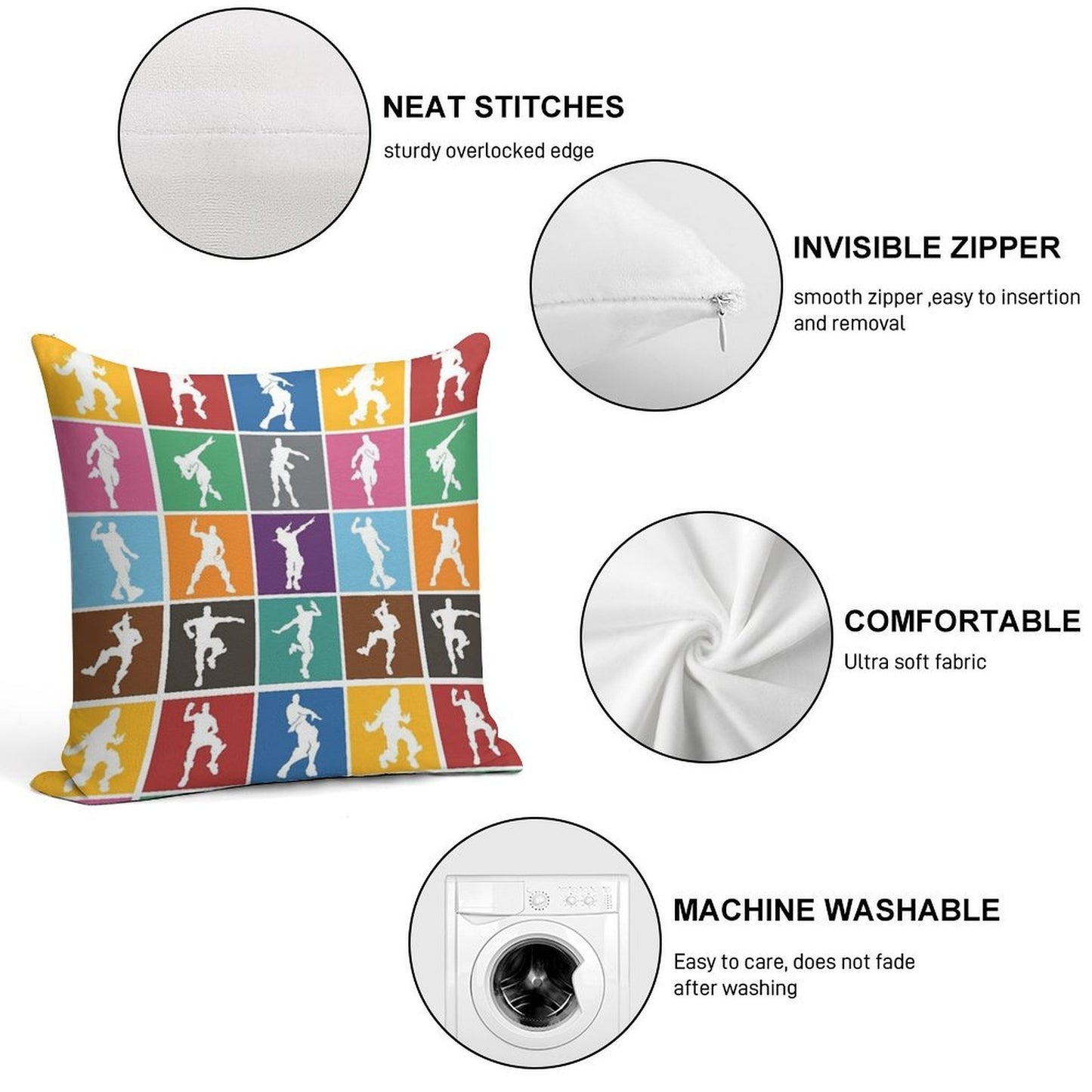 Battle Royale Victory Dance Rainbow Lattice Funny Soft Reinforced Edging Throw Pillow