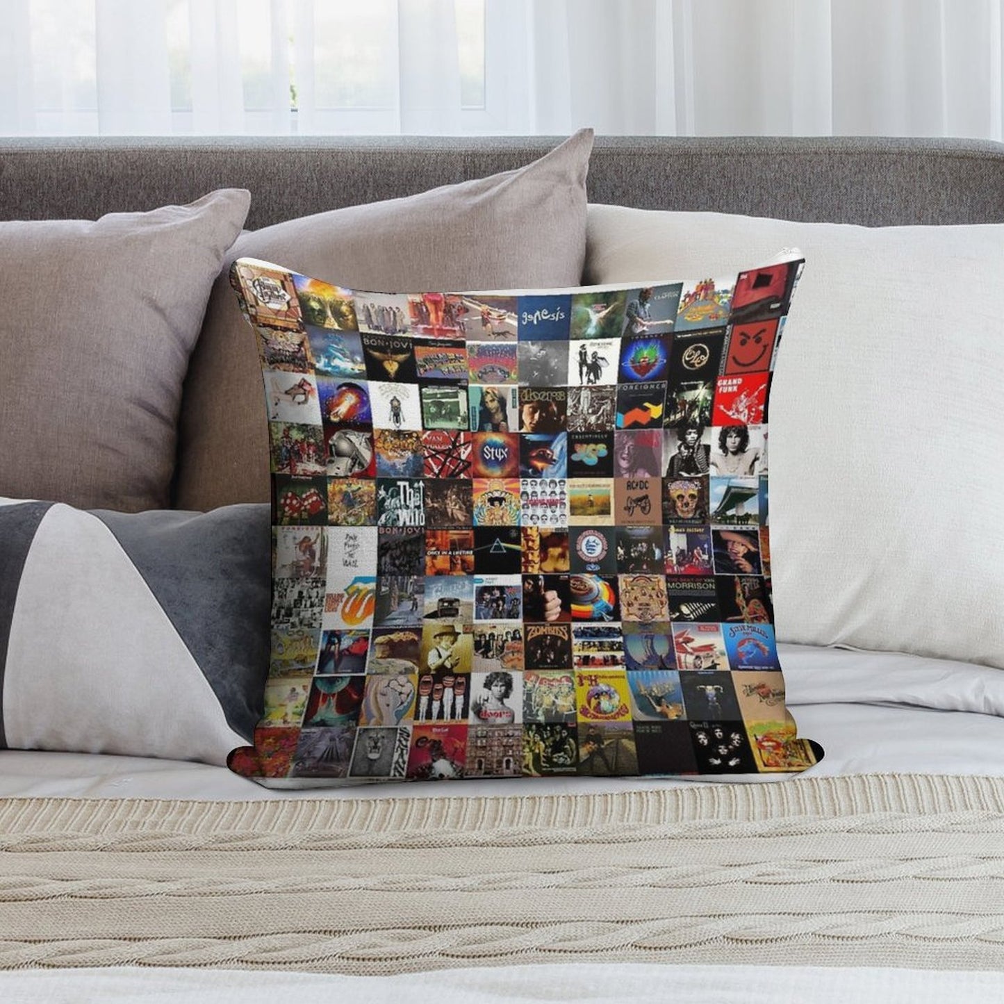 Classic Rock Covers - Collage Soft Reinforced Edging Throw Pillow
