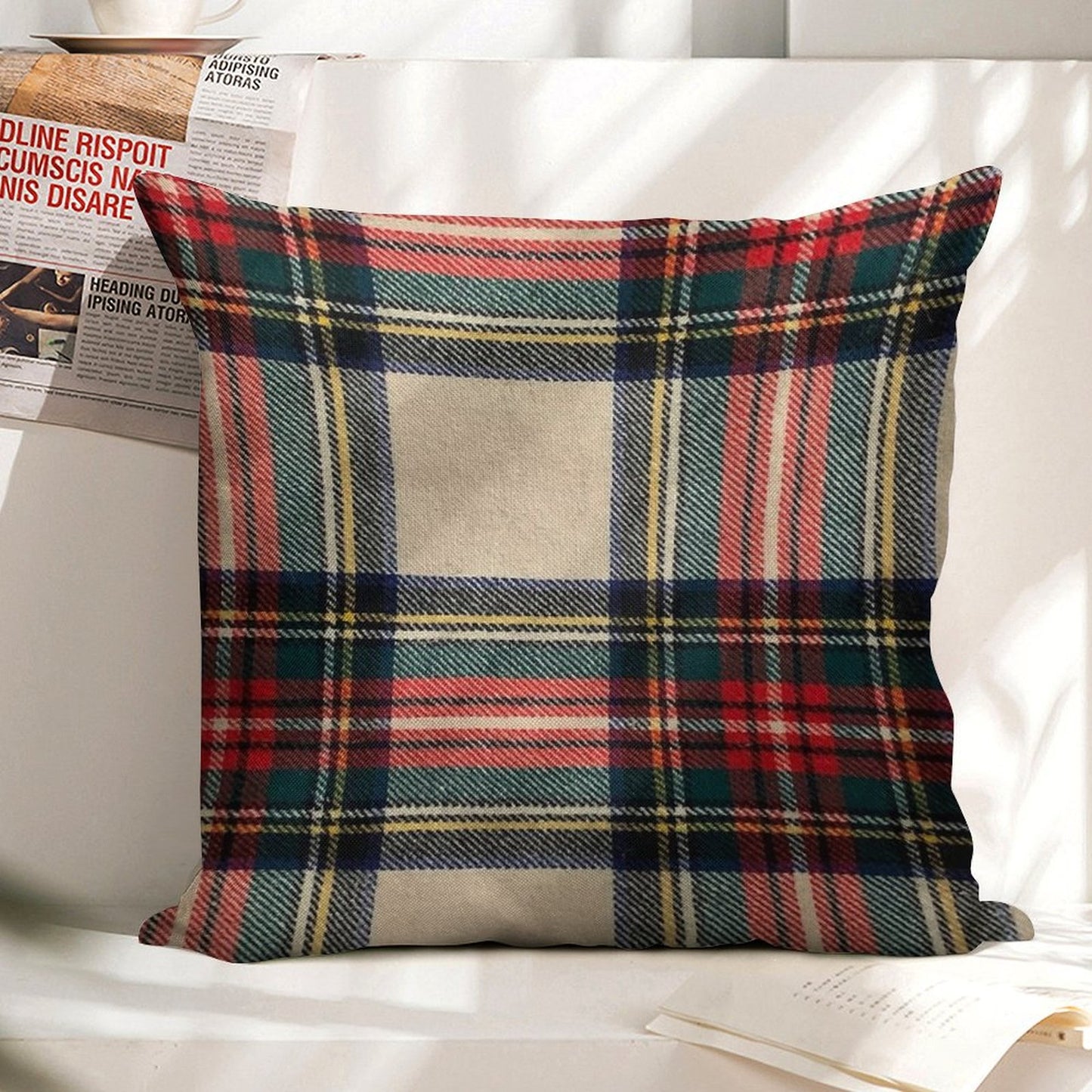 Stewart Dress Tartan - Pattern Linen Throw Pillow Cover