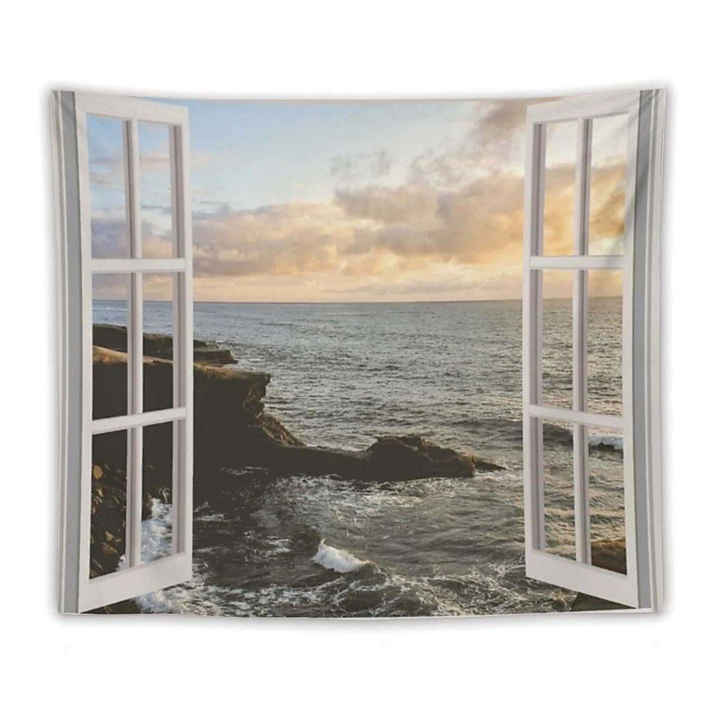 San Diego Window View Sunset Tapestry Tapestry