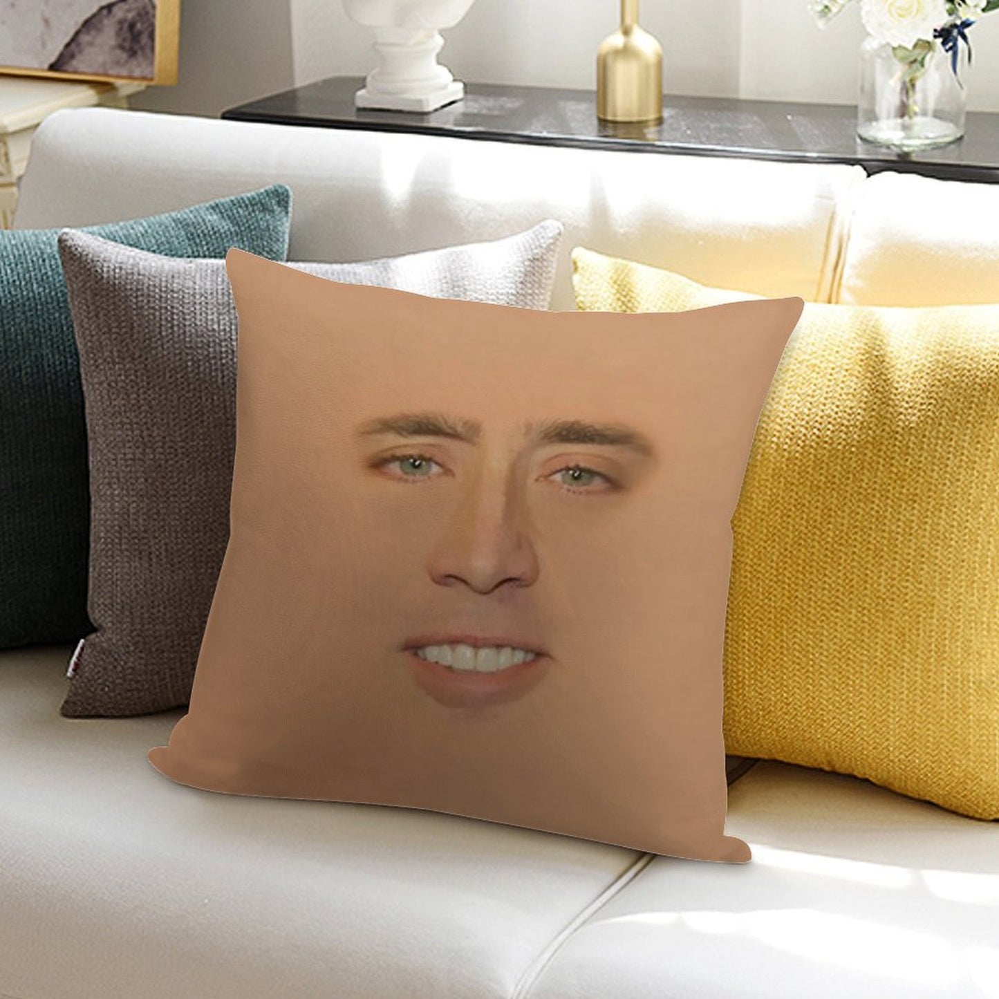 Nicolas Cage Giant Face Soft Anti-Pilling Throw Pillow