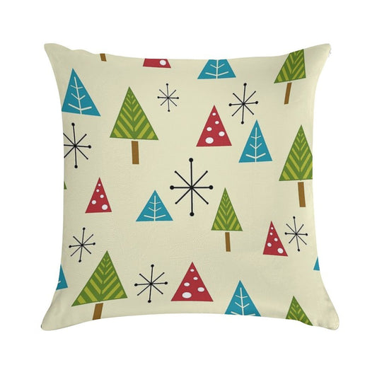 Mid Century Modern Christmas Trees Soft Reinforced Edging Throw Pillow
