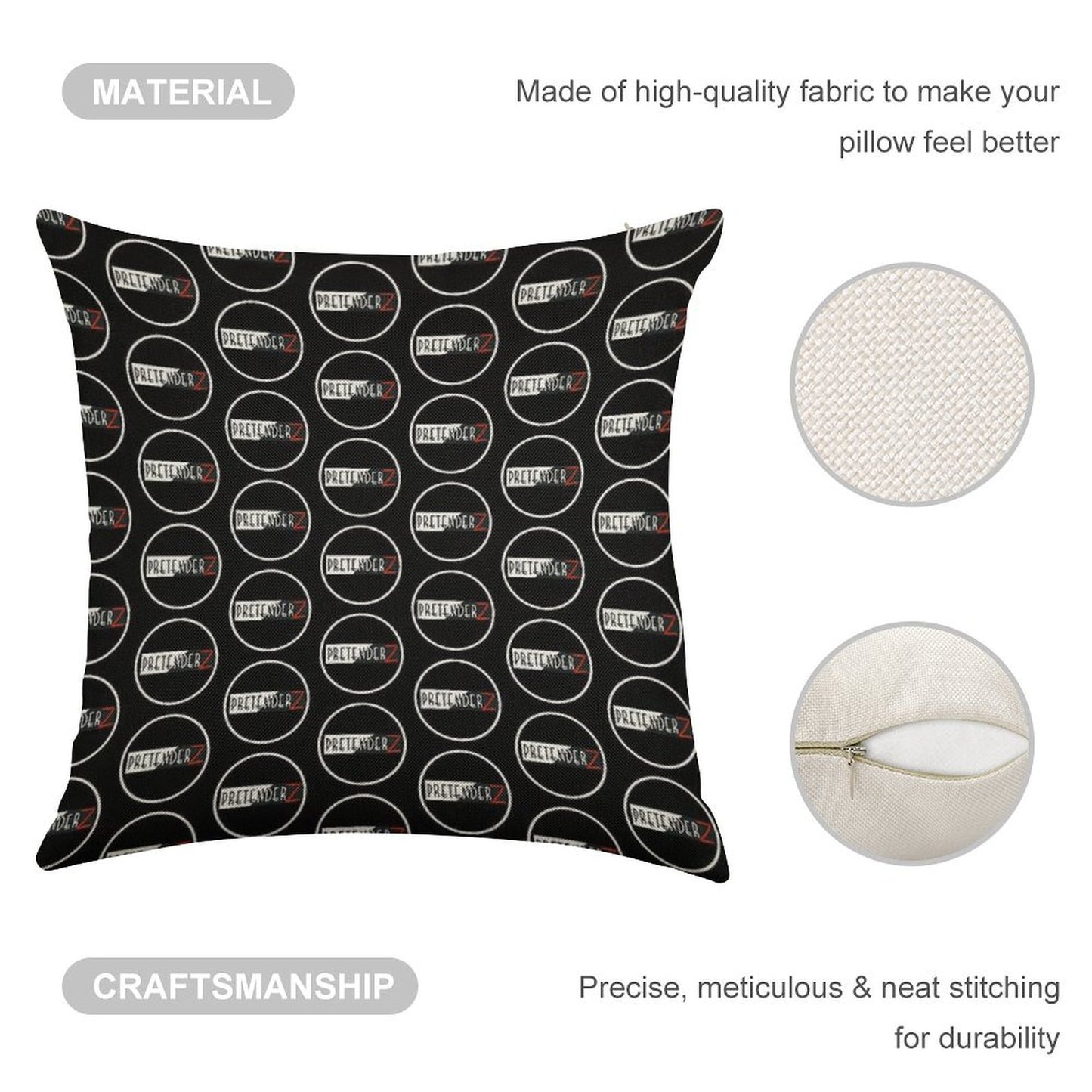 The Pretenderz - White Circle Linen Throw Pillow Cover