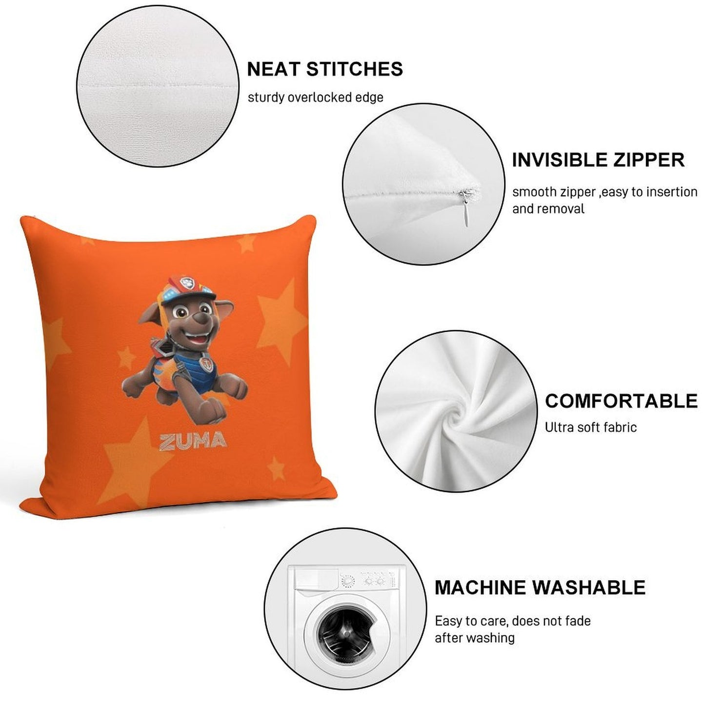 Paw Patrol Zuma Soft Decorative Cover Throw Pillow