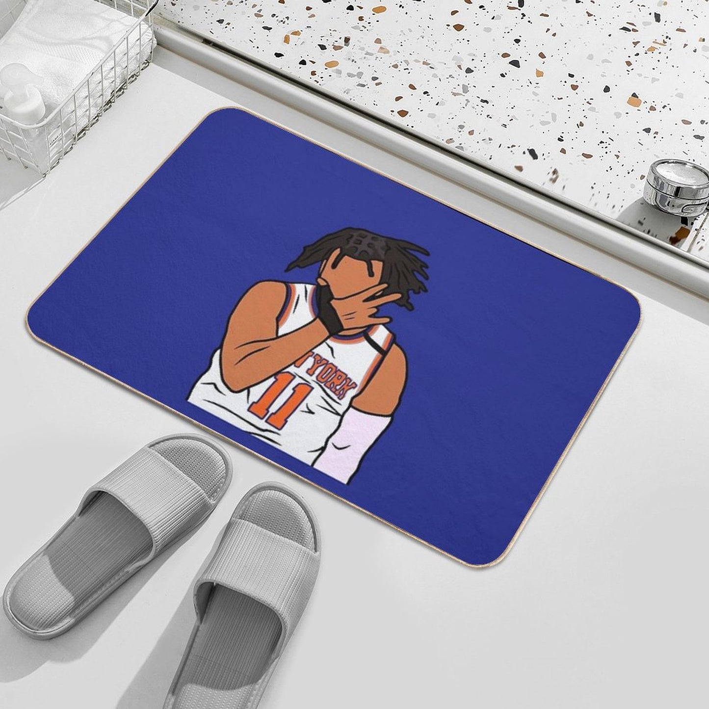 Jalen Brunson 3 Point Celebration Bath Mat