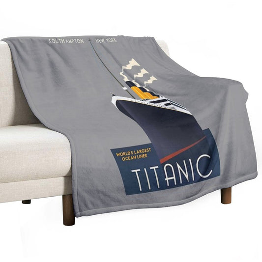 Titanic Sinking Vintage Poster Cruise Ship Atlantic Ocean Voyage Throw Blanket
