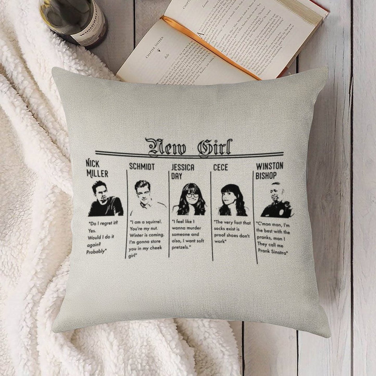 New Girl Linen Throw Pillow Cover