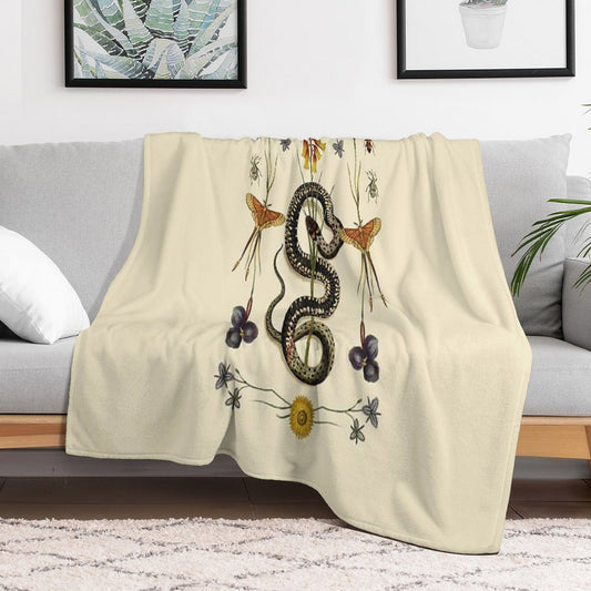 Snake, Swallowtail, & Wildflowers III Throw Blanket