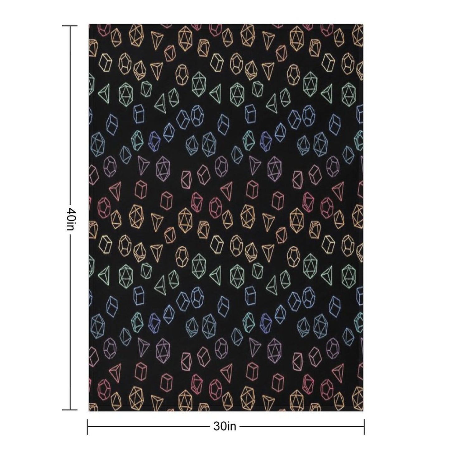 DnD Dice Rainbow on Black Pattern Throw Blanket