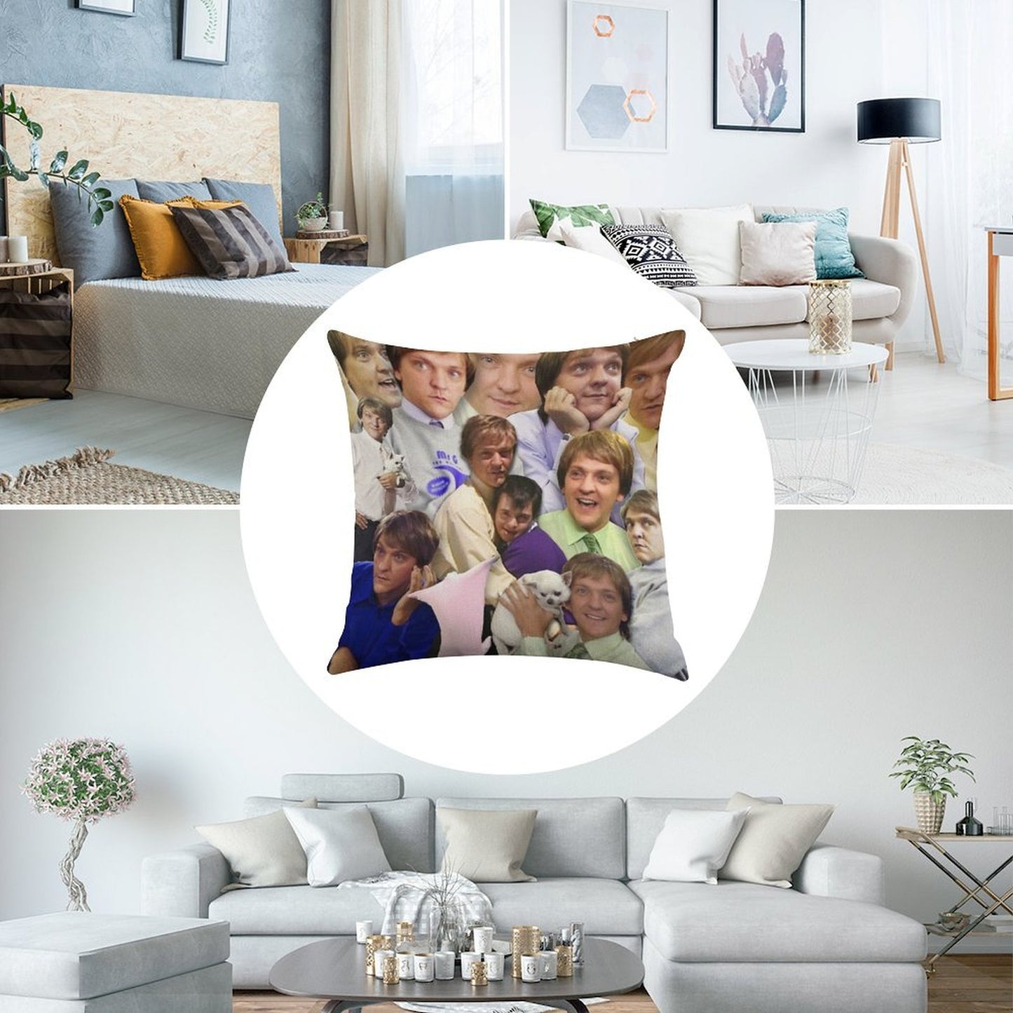 THE MANY MOODS OF MR G Linen Throw Pillow Cover