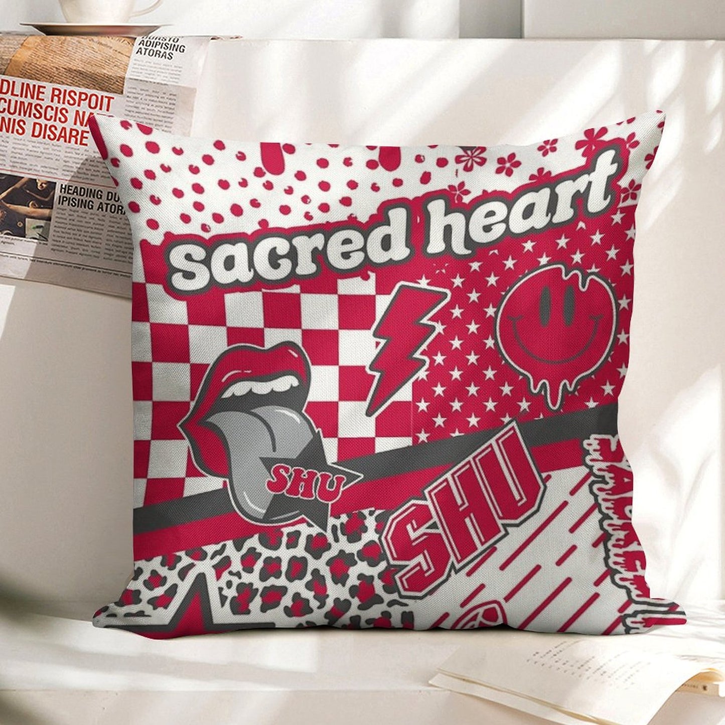 Sacred Heart Linen Throw Pillow Cover