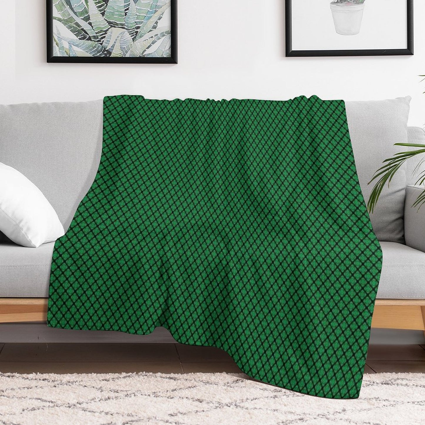 Green And Black Medallions Throw Blanket