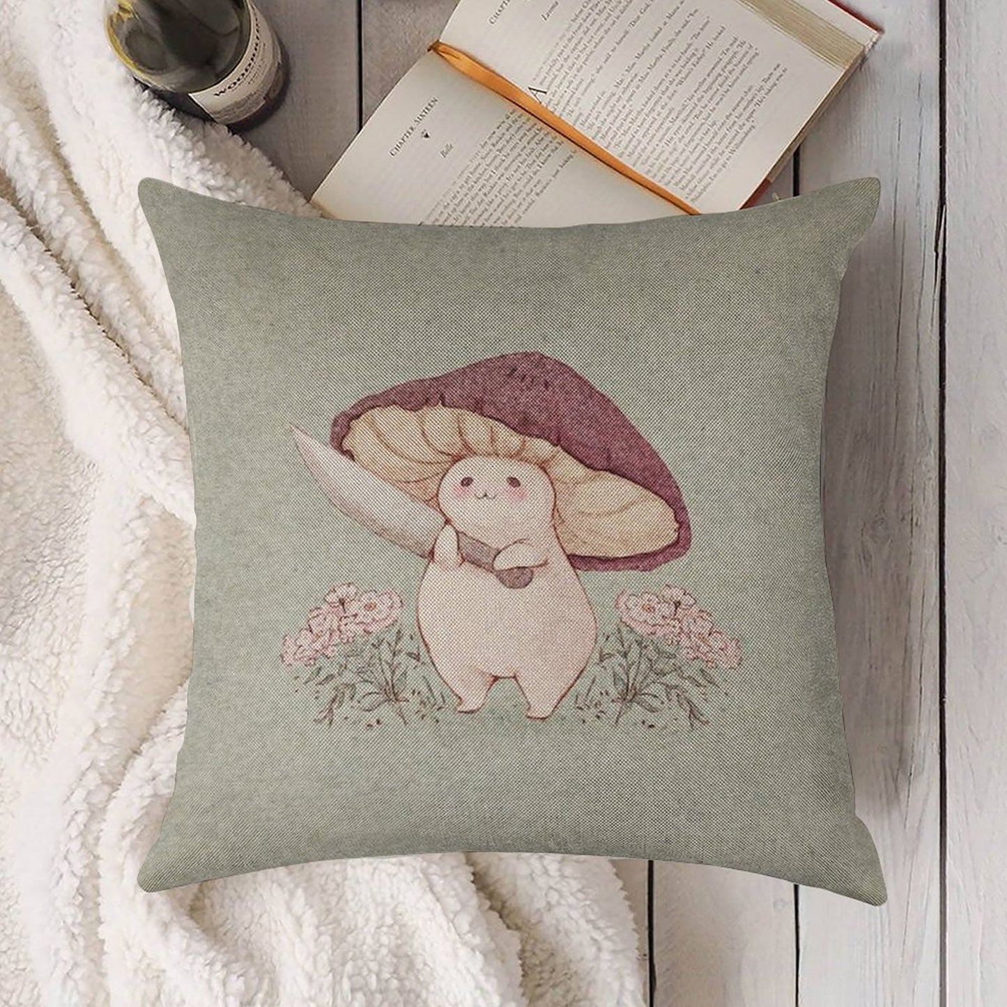 Let Me See What You Have Little Mushroom (no Text) Linen Throw Pillow Cover