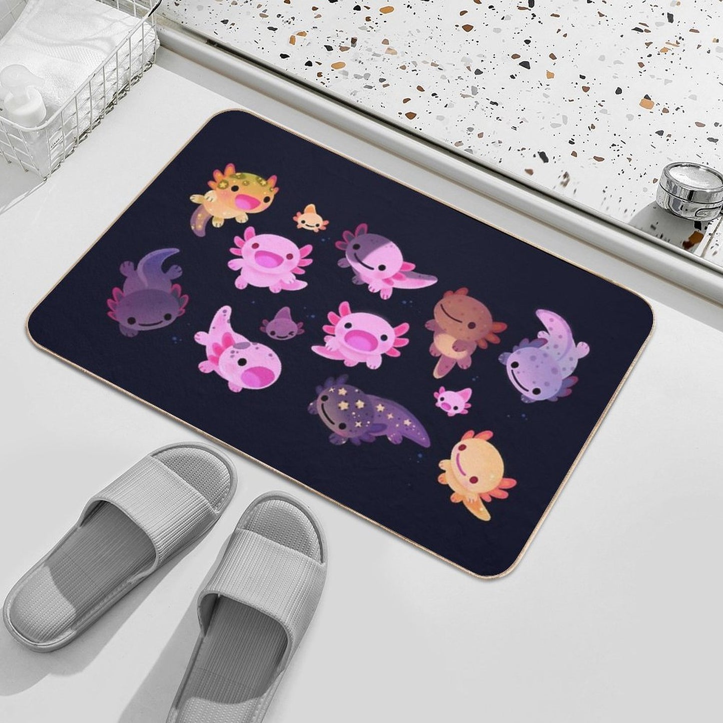 Happy Axolotl High-Traffic Bath Mat