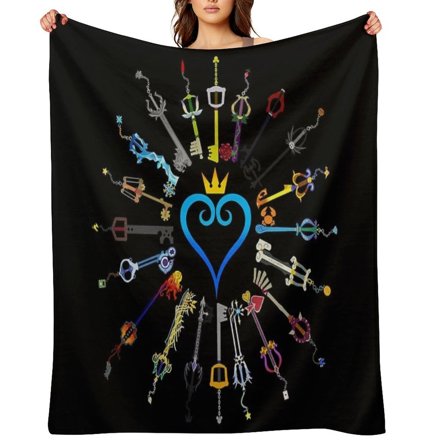 Kingdom Hearts Keyblades Throw Blanket