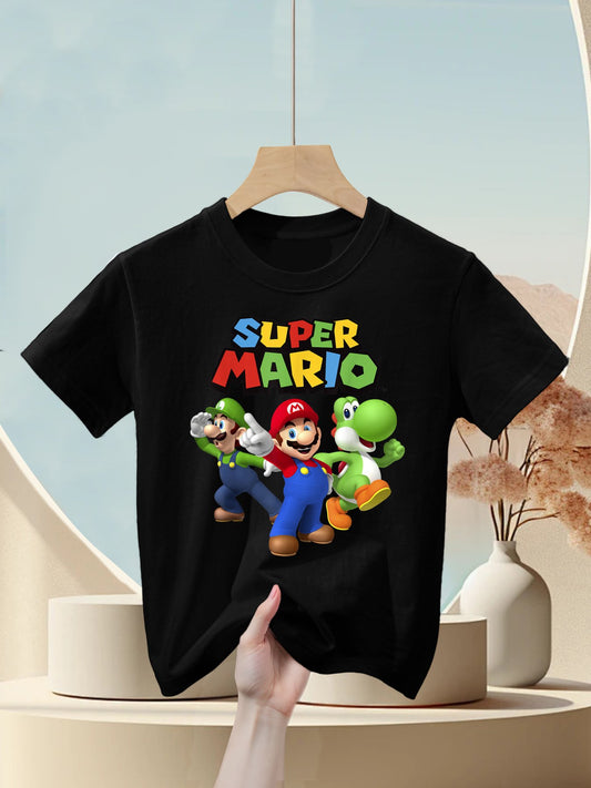 Super Mario Luigi Mario And Yoshi Group Shot Kids T-Shirt