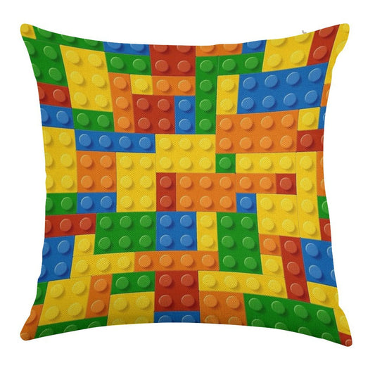 Building Blocks Construction Brick Linen Throw Pillow Cover