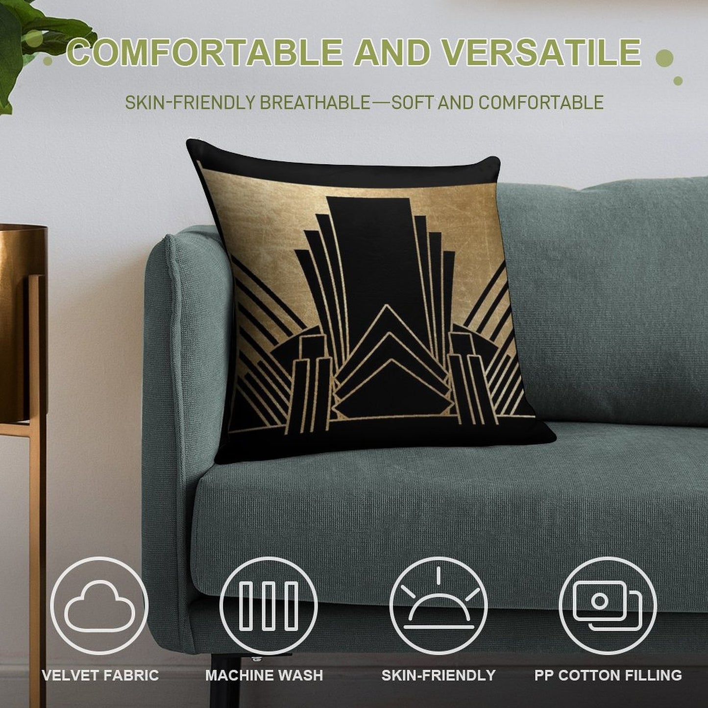 Art Deco Design Soft Luxury Feel Throw Pillow