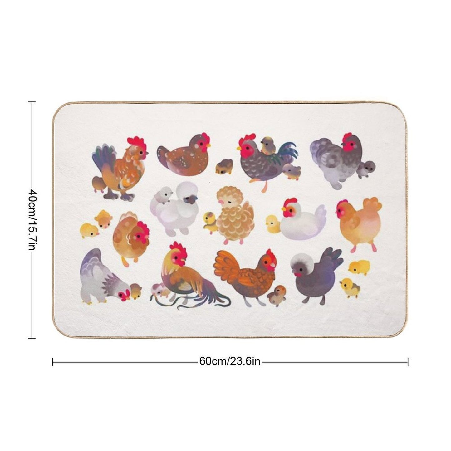 Chicken And Chick - Pastel Dirt-Trapping Bath Mat