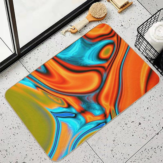 Vivid Modern Southwest Hipster Turquoise Orange Swirls Bath Mat