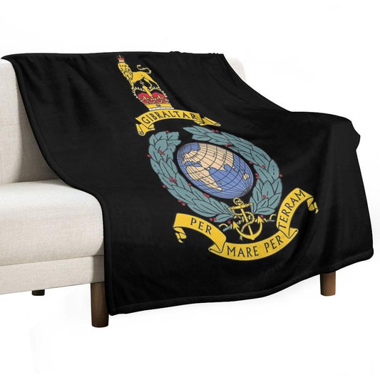 Royal Marines Commando Gibraltar Emblem Throw Blanket