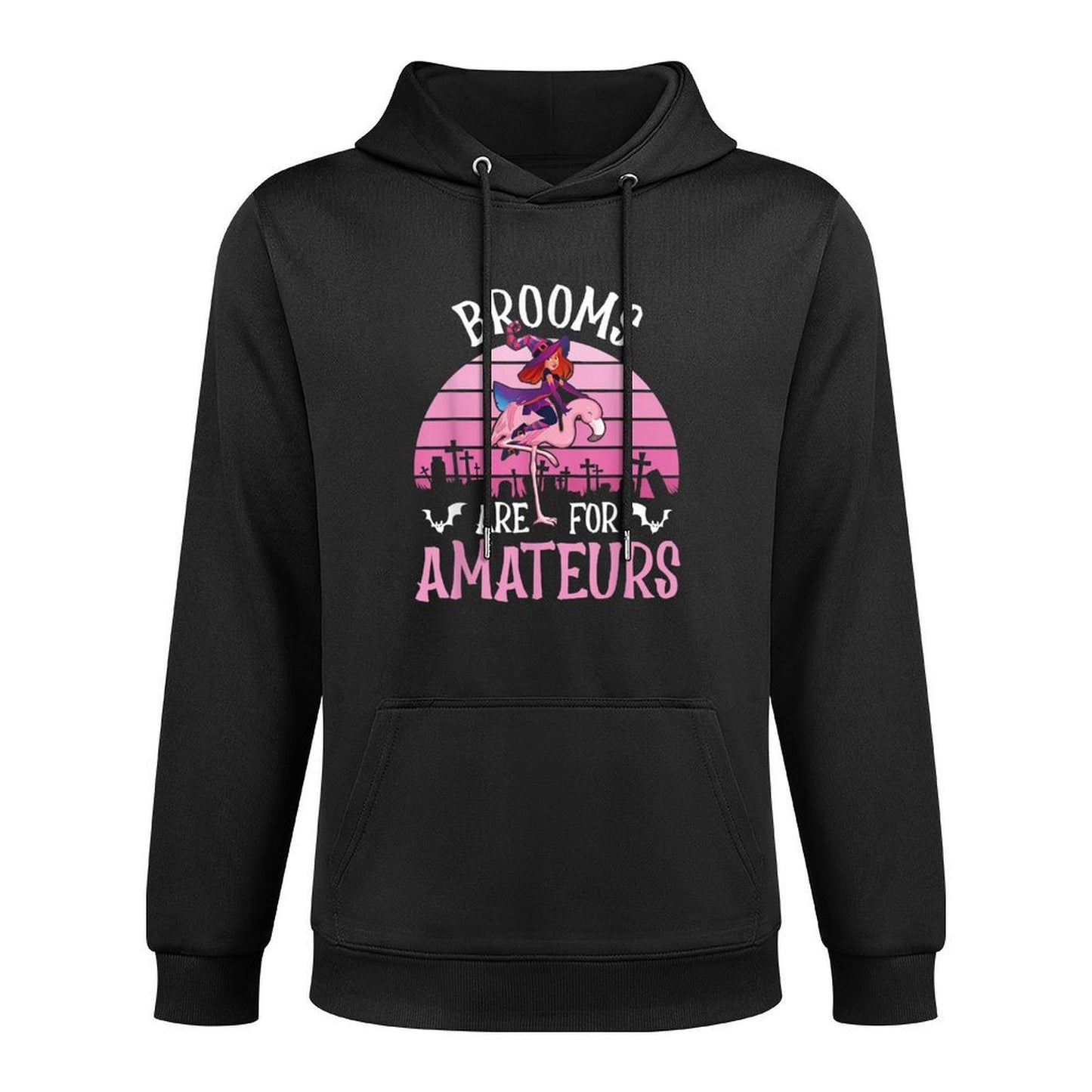 Brooms Are For Amateurs – Spooky Halloween Flamingo Unisex Design Hoodie