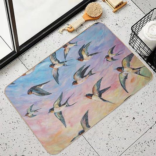 Barn Swallows Acrylic Painting Bath Mat