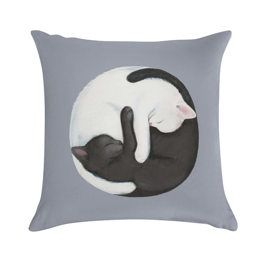 Yin Yang Balancing Cats Soft Bedroom Essential Throw Pillow