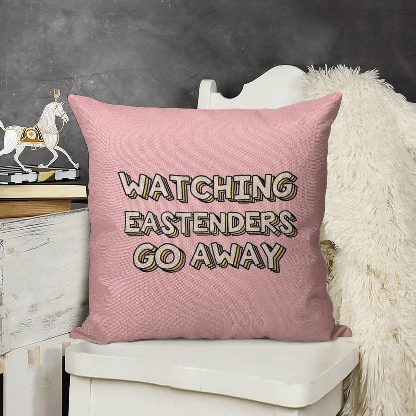 Watching Eastenders Go Away Linen Throw Pillow Cover
