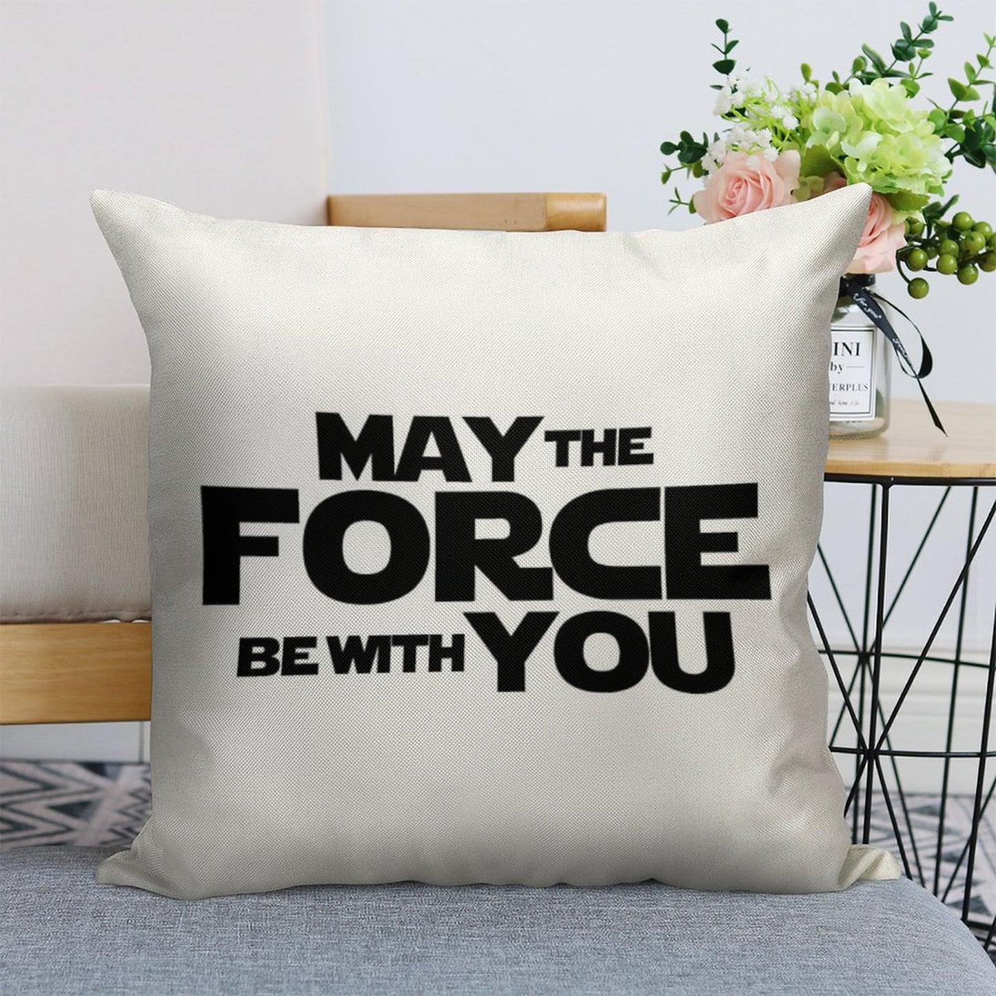 MAY THE FORCE BE WITH YOU GRAPHICS Linen Throw Pillow Cover