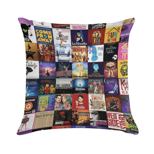 Musicals Collage Soft Decorative Cover Throw Pillow
