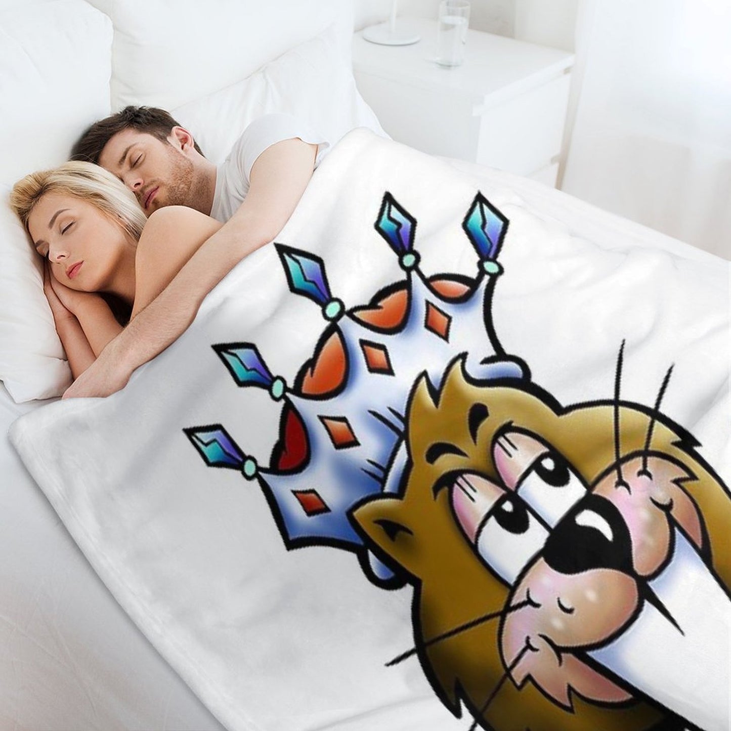 Beaver King - Red Text Throw Blanket