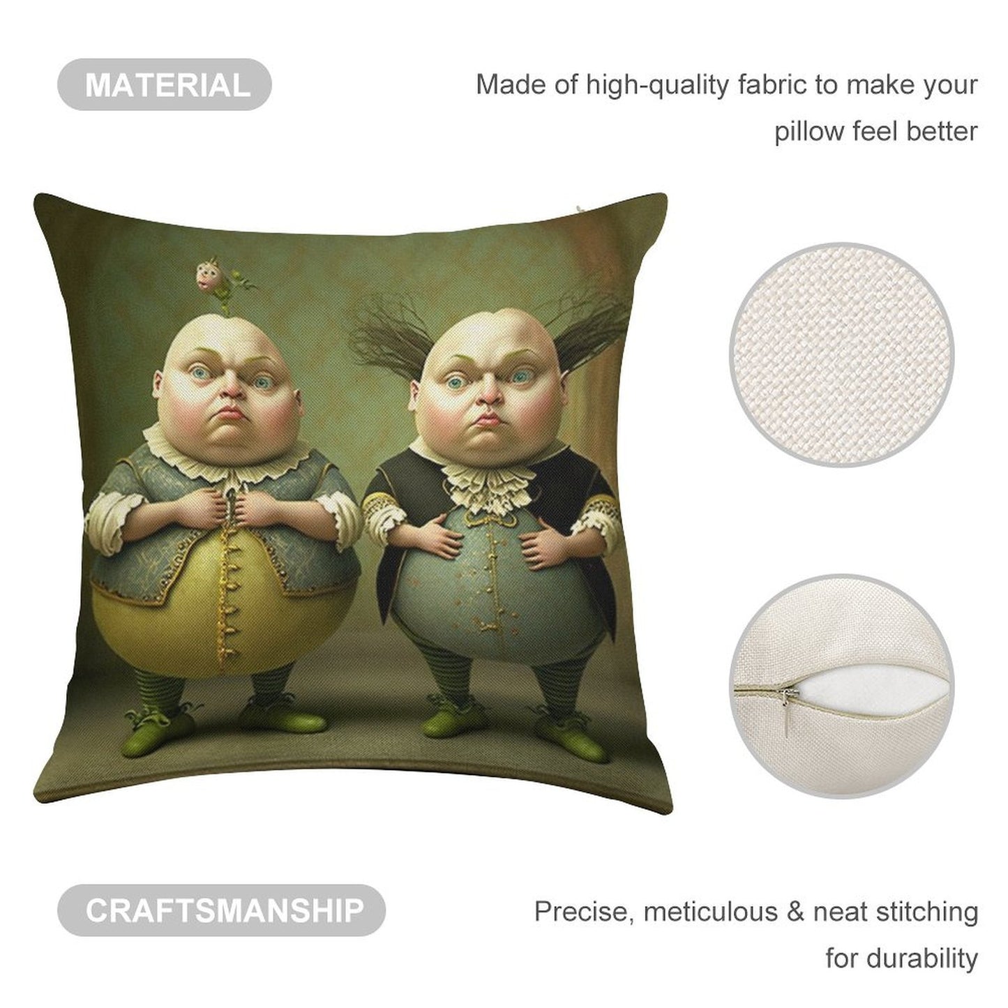 Tweedledee And Tweedledum - The Alice in Wonderland Collection Linen Throw Pillow Cover