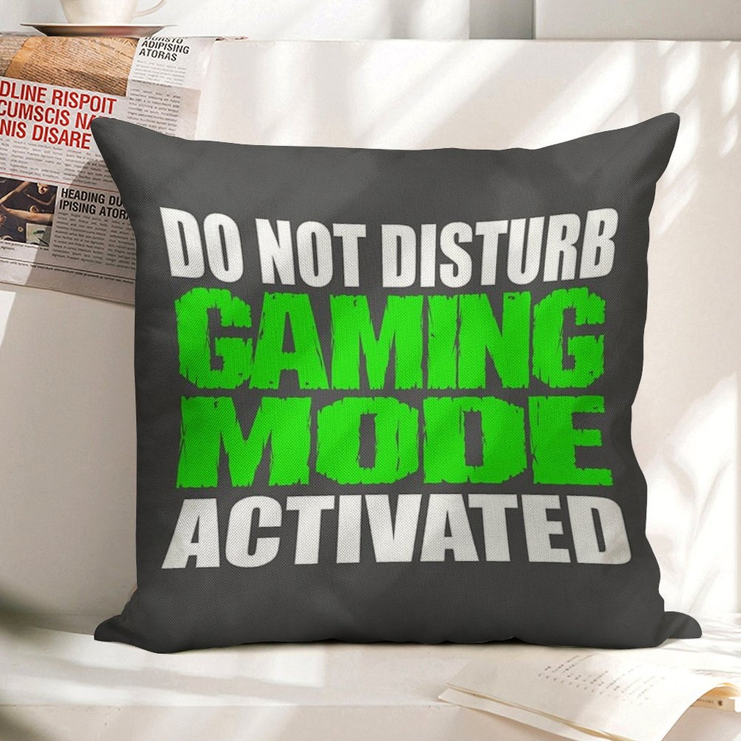 Gaming Mode Linen Throw Pillow Cover