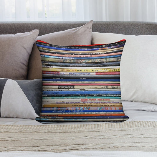 Vintage Retro Record Album Spines Soft Ultra-Soft Texture Throw Pillow