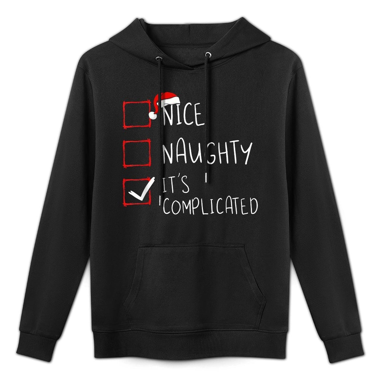 Nice Naughty Its Complicated Christmas List Santa Claus Colorfast Hoodie