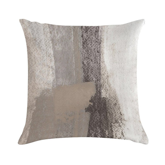Taupe And Charcoal Grey Modern Abstract Painting Soft High-Density Material Throw Pillow