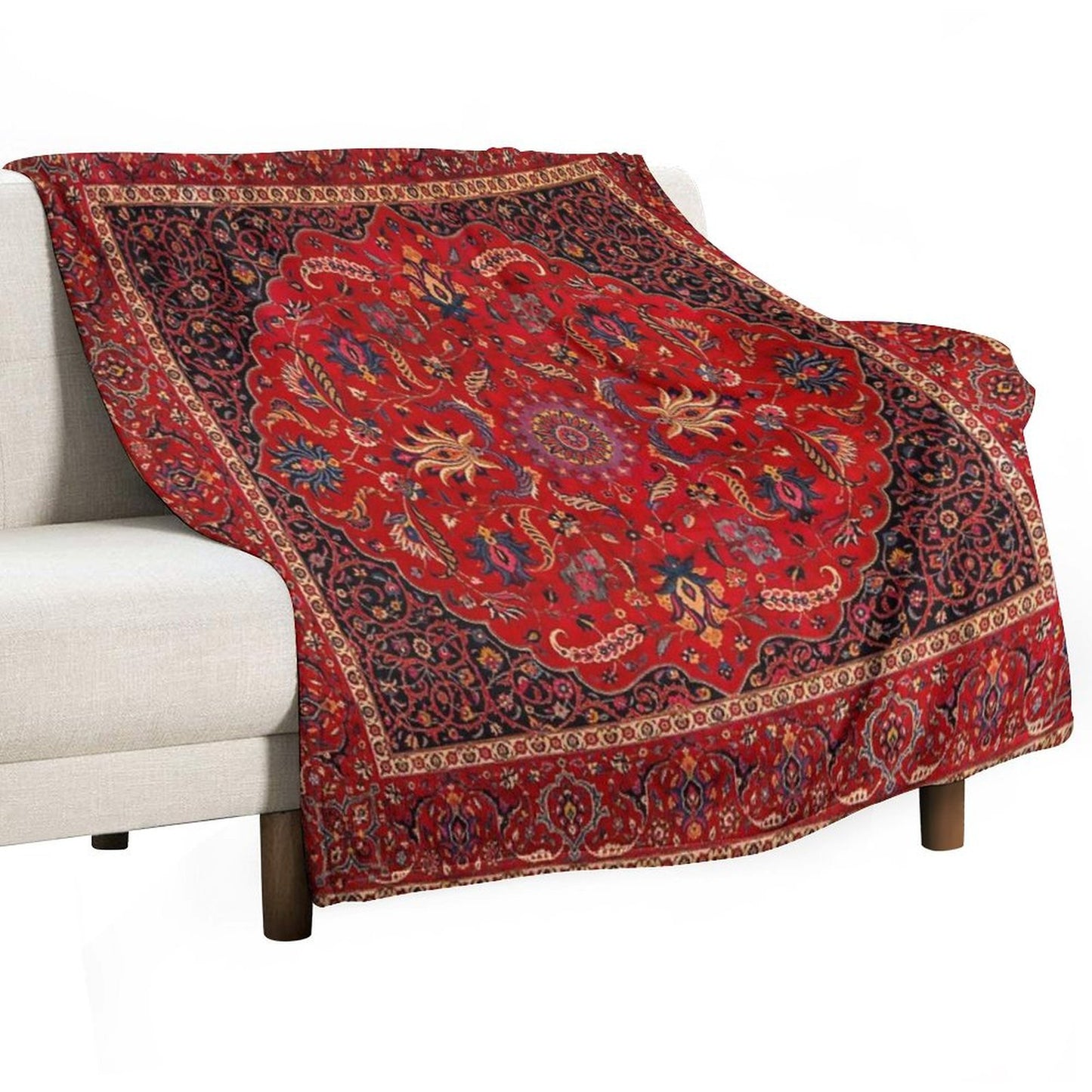 Red Persian Rug Throw Blanket