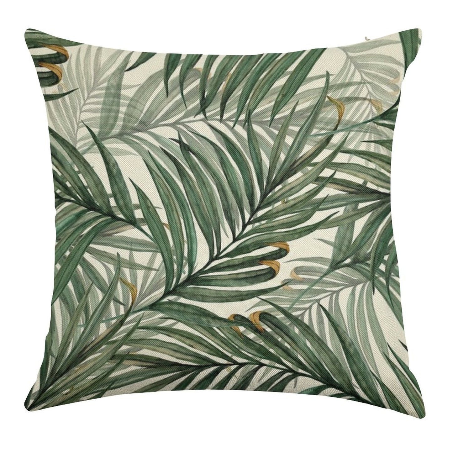 Palm Leaves Linen Throw Pillow Cover