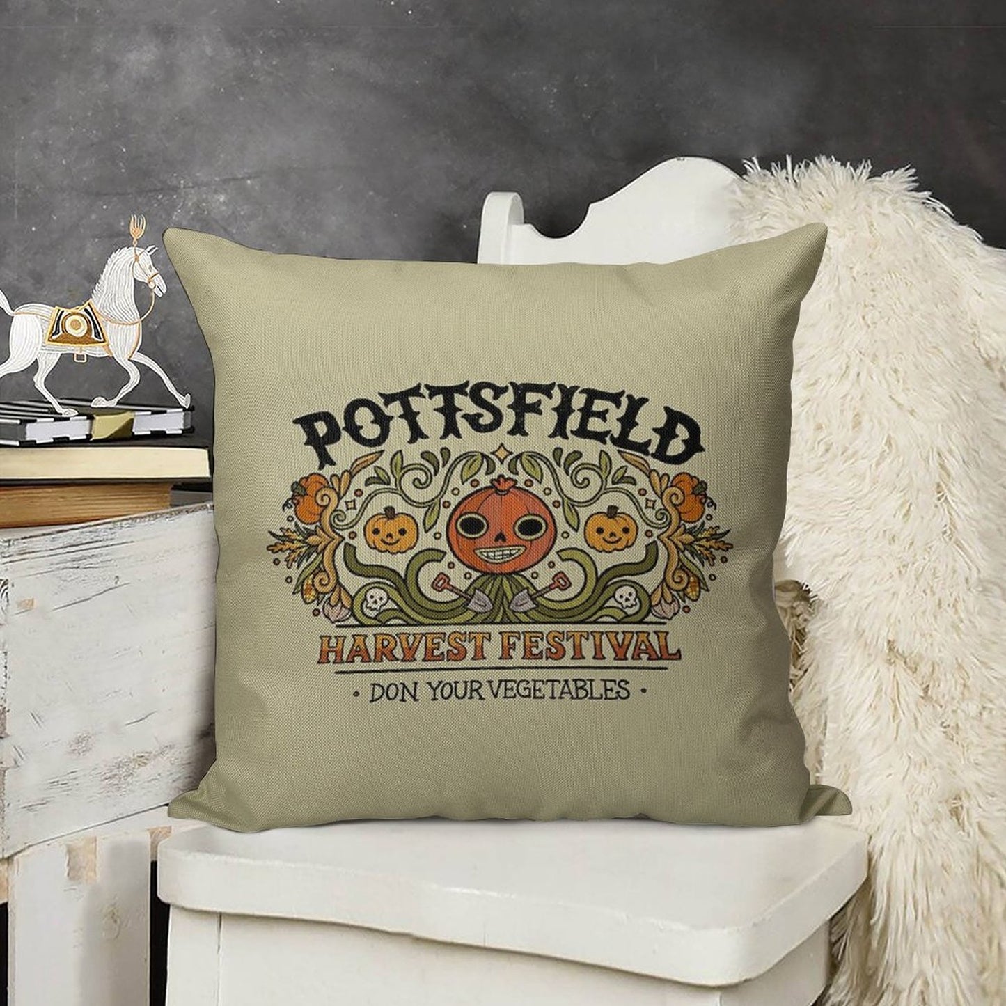 Pottsfield Harvest Festival Linen Throw Pillow Cover