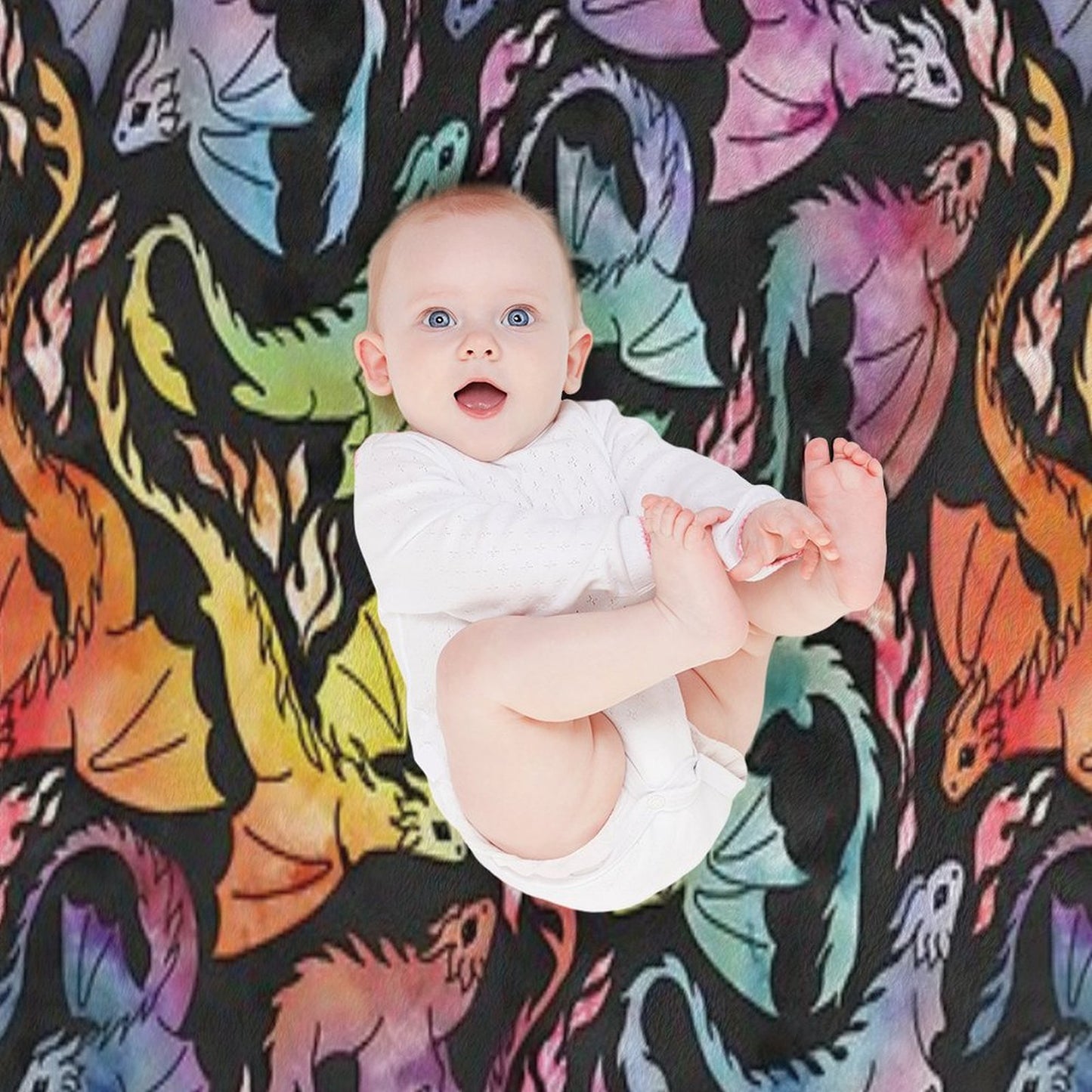 Dragon Fire Dark Rainbow Throw Blanket