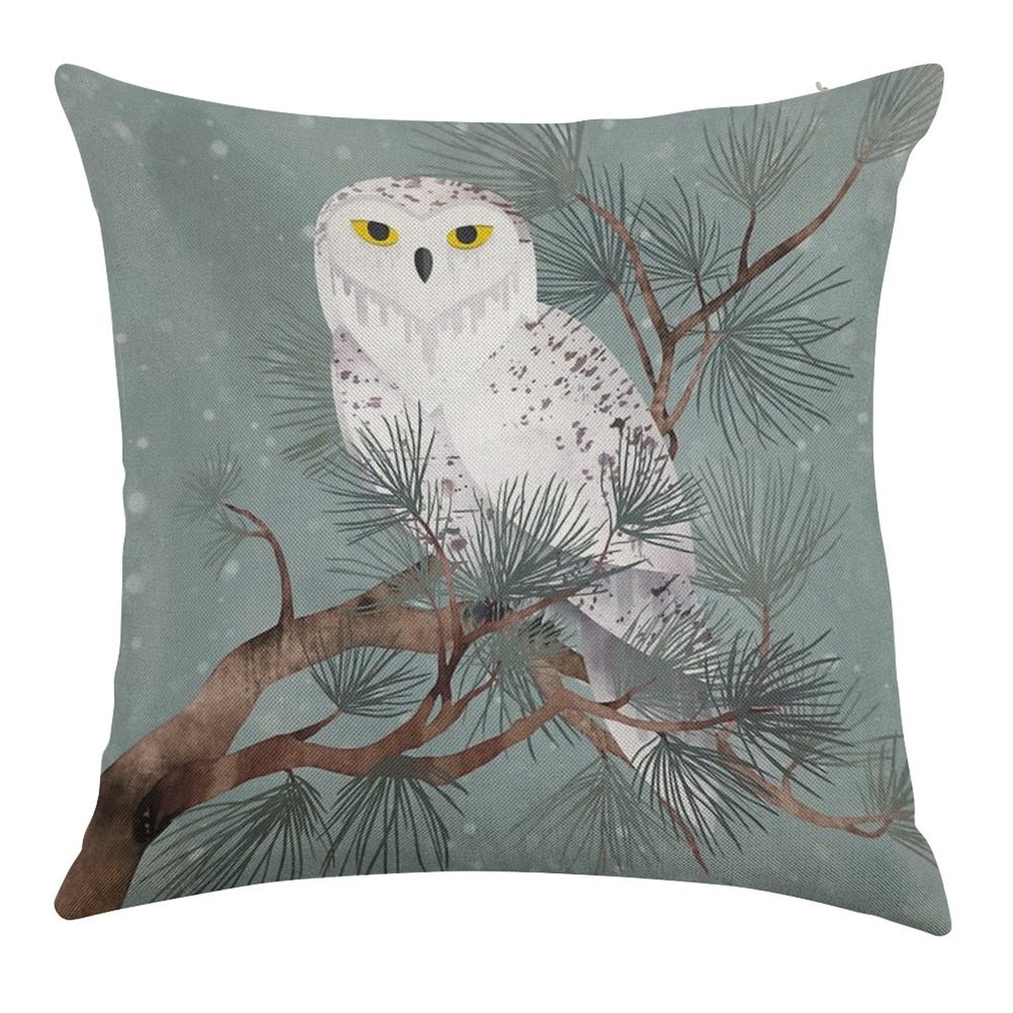 Snowy Linen Throw Pillow Cover