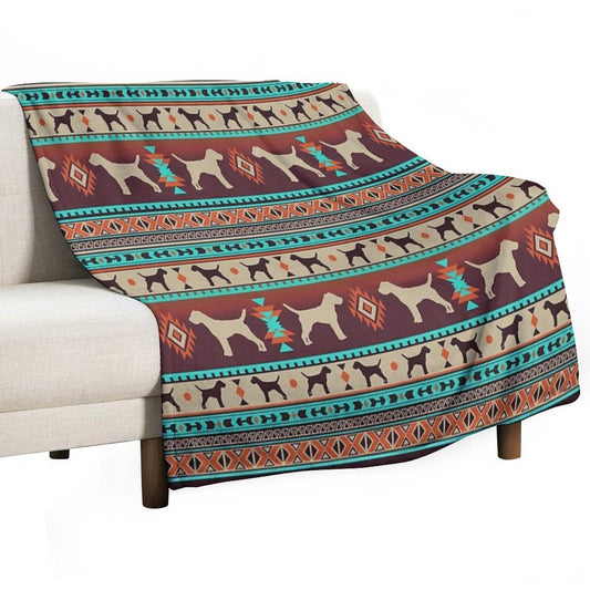 Boho Dogs Border Terrier Sunset Throw Blanket